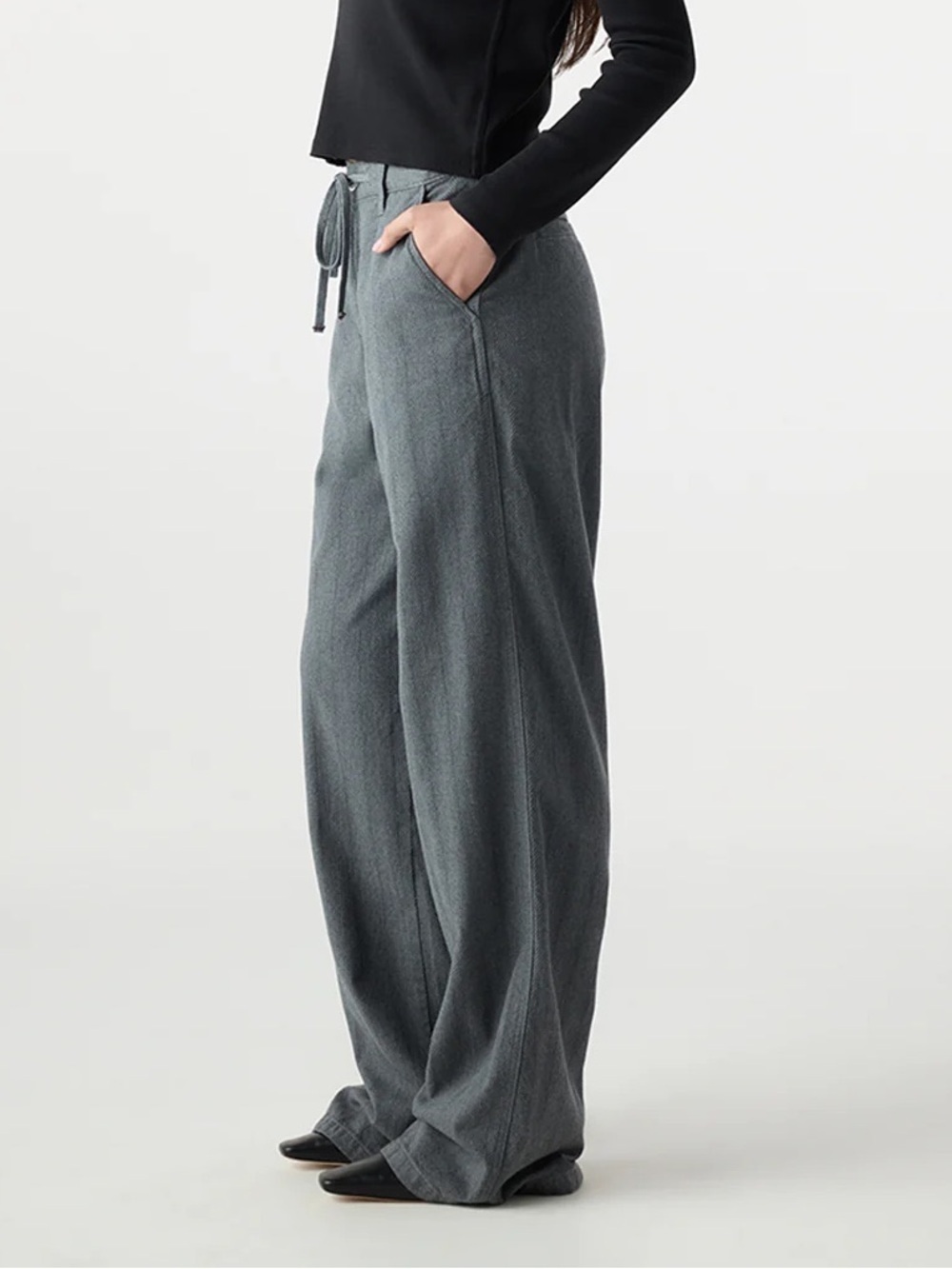 NWT Amo Nora Pant Heather Gray Drawstring Waist Sz 27 - Picture 2 of 15